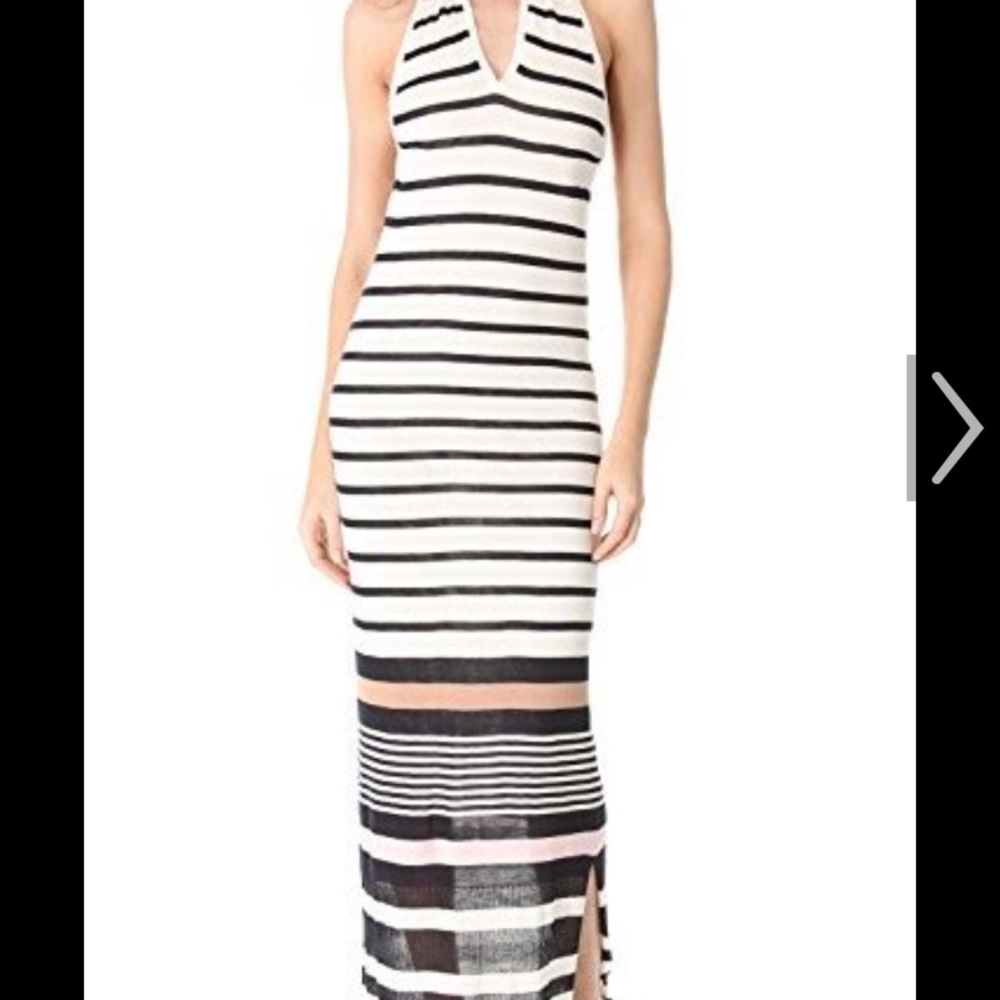 Raoul multi stripe halter dress